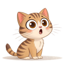 Obraz premium Illustration Cute tabby cat looking shocked isolated transparent, Isolated Trasnparent Background, Png Isolated, Trasnparent Background