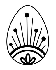 Black and white Easter egg clipart. Easter egg doodle. Happy Easter clipart in cartoon flat style. Hand draw vector illustration