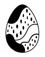 Black and white Easter egg clipart. Easter egg doodle. Happy Easter clipart in cartoon flat style. Hand draw vector illustration