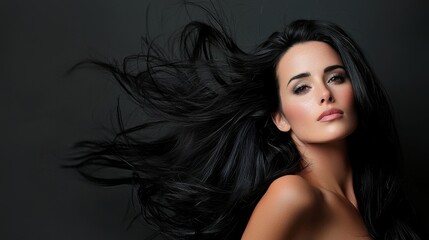 Naklejka premium The face of a stunning young lady with immaculate skin is the focal point of a close-up portrait, highlighting the expertise of a cosmetologist in beauty and spa services