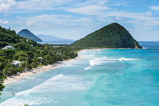 Scenic view of British Virgin Islands against blue sky during sunny day, Tortola
