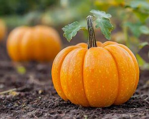 Pumpkins in Field, Autumn Harvest