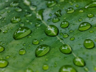 raindrops on green leaves