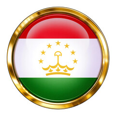 Obraz premium タジキスタンの国旗のブローチ。白背景。(Tajikistan flag brooch on white background.) 