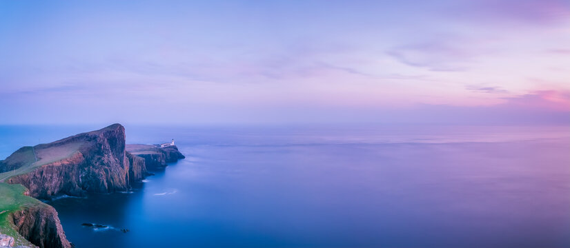 Panoramic view of sea against sky during sunset, Waterstein, Isle of Skye, Highlands, Scotland, UK