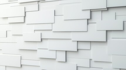 Abstract white 3D wall panels creating modern geometric texture for creative design backgrounds.