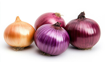 whole onions on a white background