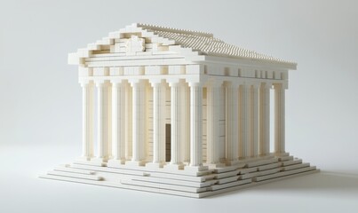 Fototapeta premium White miniature temple model on white background, ideal for architectural studies