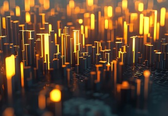 Obraz premium The smart city concept is visually represented by connecting abstract lines and dots with gradient lines, highlighting big data connection technology in an Stock 3D rendering