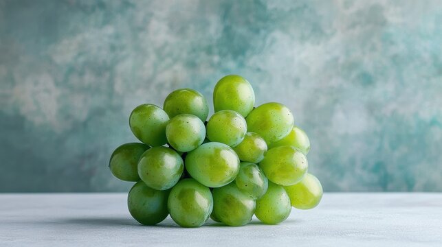 Cluster of green grapes on textured background. Chinese grapes