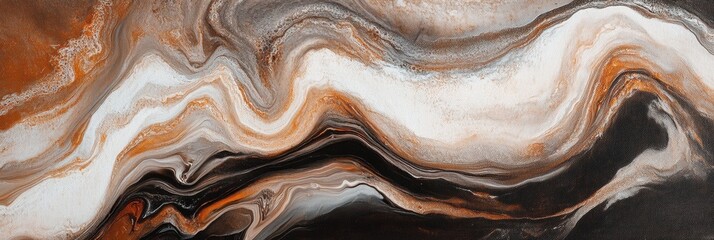 Obraz premium Abstract fluid art with earth tones and dynamic wave patterns