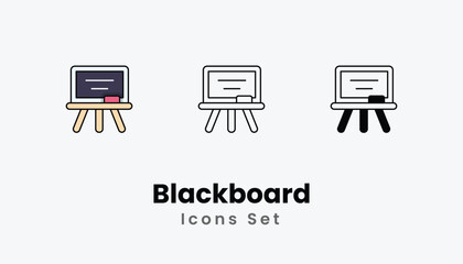 Blackboard Icons thin line and glyph vector icon stock illustration