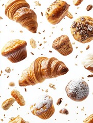 Delicious array of baked goods showcases variety of pastries and muffins in bright setting