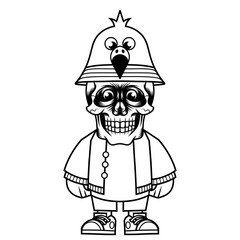 Mascot character design cartoon flamingo hat outline