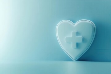 Obraz premium modern healthcare concept featuring a minimalist shield icon embraced by a heart shape, rendered in soothing blue and white tones with subtle gradient effects
