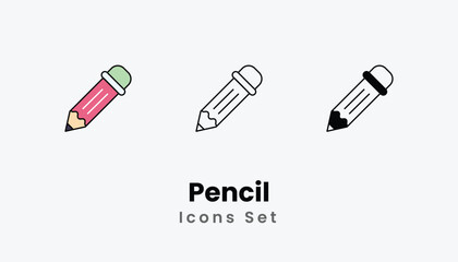 Pencil Icons thin line and glyph vector icon stock illustration