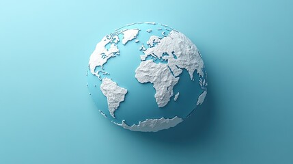 Fototapeta premium 3D Earth Model on Light Blue Background