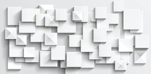 Obraz premium White cube boxes with offset arrangement block the background of a wallpaper banner texture pattern template