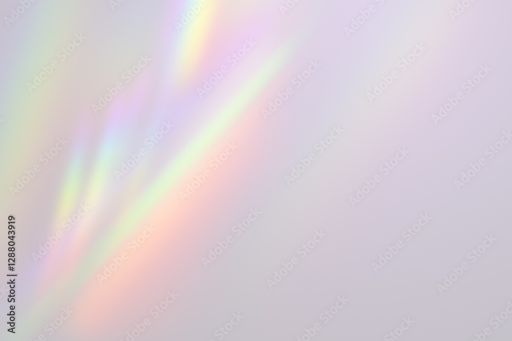 Poster Radiant holographic light flare with soft pastel gradient background. 3D Rendering