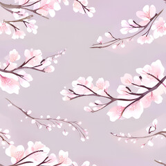 seamless pattern with cherry blossom