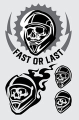 Skull in motorcycle helmet Logo
