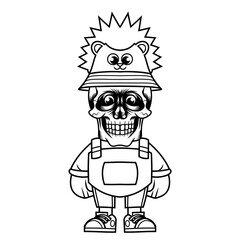 Mascot character design cartoon hedgehog hat outline