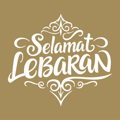Words selamat lebaran written in a decorative script.