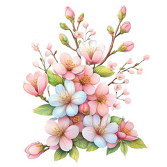 Fototapeta premium Colorful Spring Flowers Clipart, Botanical Graphics, Floral graphics for digital design