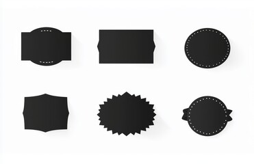 A set of 3D renderings featuring a black ribbon banner, complete with a text box resembling glossy, curled, and rolled tape, ideal for a Black Friday sale sign