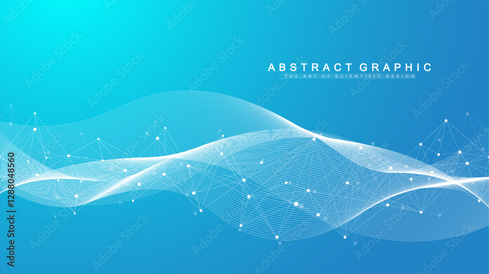 Aufkleber Global network connection banner design template. Big data visualization idea. Header social network communication in the global business concept. Internet technology. Vector illustration