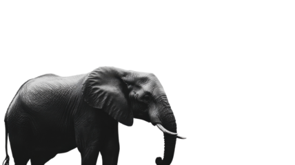 Elephant standing gracefully against a plain background showcasing unique textures and features of its skin
