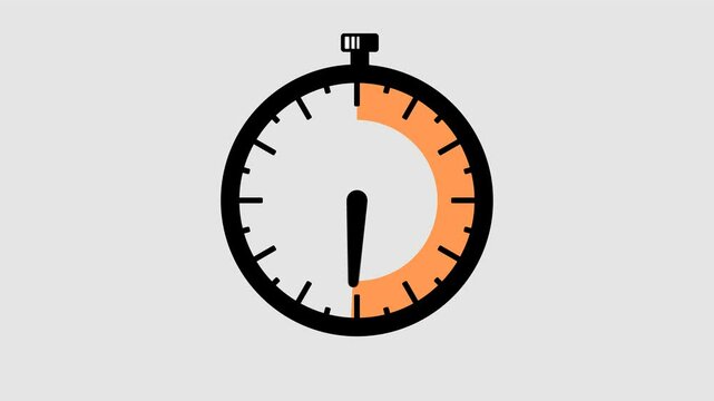 Arrow shows a time interval of 40 minutes graphic animation. Alpha channel. Transparent background motion design. 4K resolution