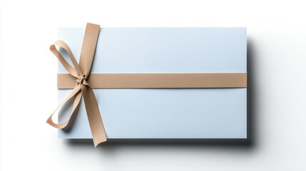Elegant white gift box with beige ribbon, conveying sophistication and anticipation.