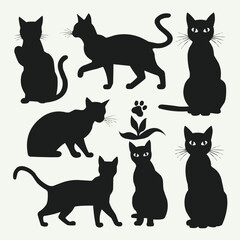cat silhouette Vector of a cat on white background