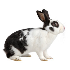 Fototapeta premium Black and white rabbit Isolated Trasnparent Background, Png Isolated, Trasnparent Background