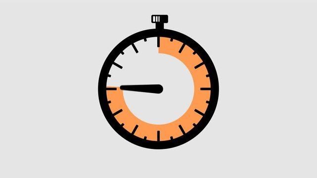 Arrow shows a time interval of 60 minutes graphic animation. Alpha channel. Transparent background motion design. 4K resolution