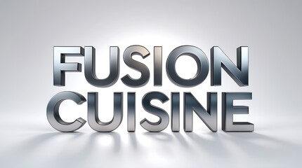 Stylish typography showcasing fusion cuisine concept with metallic lettering