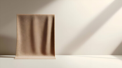 Beige Textured Fabric Background with Light and Shadow