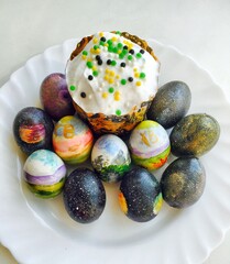 easter eggs on a plate