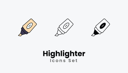 Highlighter Icons thin line and glyph vector icon stock illustration