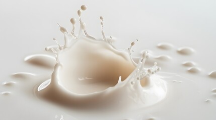 Fototapeta premium A Droplet Of Milk Creates A Splash In The White Liquid