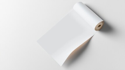 Minimalistic roll of white paper on a light surface, ideal for design and creative projects.