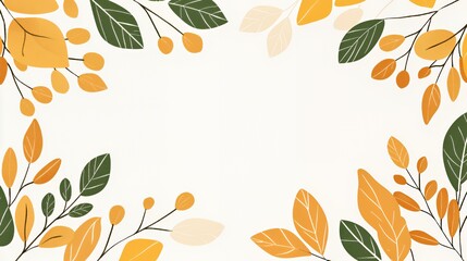 Autumn Leaves Frame on White Background