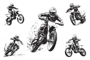Set motorbike isolated on white background	
- Moto off-road, vector illustration - Motorbike isolated on white background