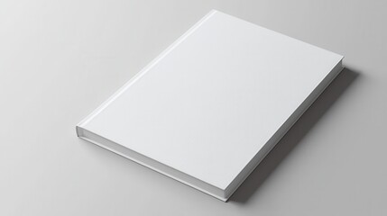 Mockup of a blank white book cover on a gray background, perfect for design presentations and creative projects.