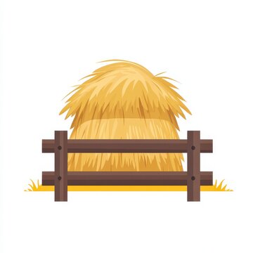 recommend clip art: Hay Bale behind Wooden Fence on White Background