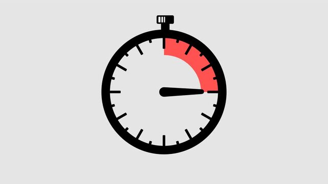 Arrow shows a time interval of 20 minutes graphic animation. Alpha channel. Transparent background motion design. 4K resolution