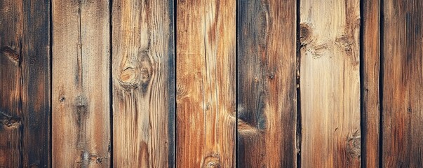 Naklejka premium A rustic barnwood texture in warm brown tones with visible knots