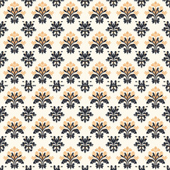 Ornate damask pattern in black and beige seamless desi