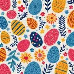 Abstract Easter Cotton Fabric Background with Vibrant Patterns for Creative Designs
